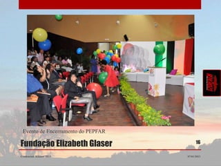 Evento de Encerramento do PEPFAR

Fundação Elizabeth Glaser                 16

Credenciais Rikhozi 2013            07/01/2013
 