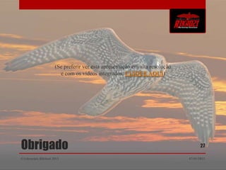 (Se preferir ver esta apresentação em alta resolução
                       e com os vídeos integrados, CLIQUE AQUI)




Obrigado                                                                           27

Credenciais Rikhozi 2013                                                    07/01/2013
 