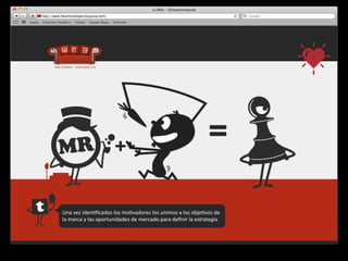 +
                                                                                        =

Una	
  vez	
  iden4ﬁcados	
  los	
  mo4vadores	
  los	
  unimos	
  a	
  los	
  obje4vos	
  de	
  
la	
  marca	
  y	
  las	
  oportunidades	
  de	
  mercado	
  para	
  deﬁnir	
  la	
  estrategia
 