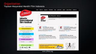 Organization
Yayasan Masyarakat Mandiri Film Indonesia
www.jiffest.org
 
