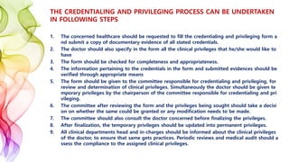 Credentialing  and privileging of clinicians