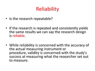Credibility, validity, reliability and transferability | PPTX