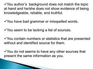 Identifying Credible Sources for Research Paper and Project in High ...
