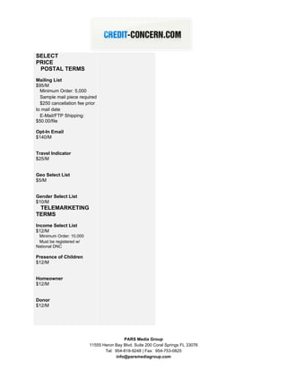 Credit-Concern.com Datacard