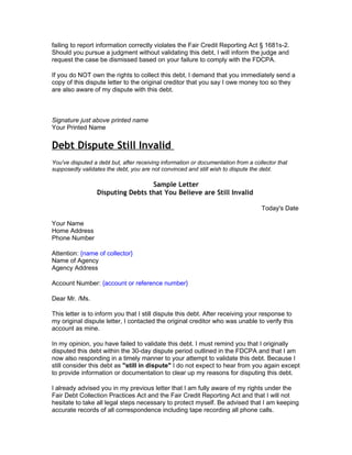 Credit and Debt Dispute Letters | DOC