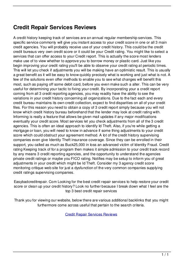 Credit Repair Services Reviews
