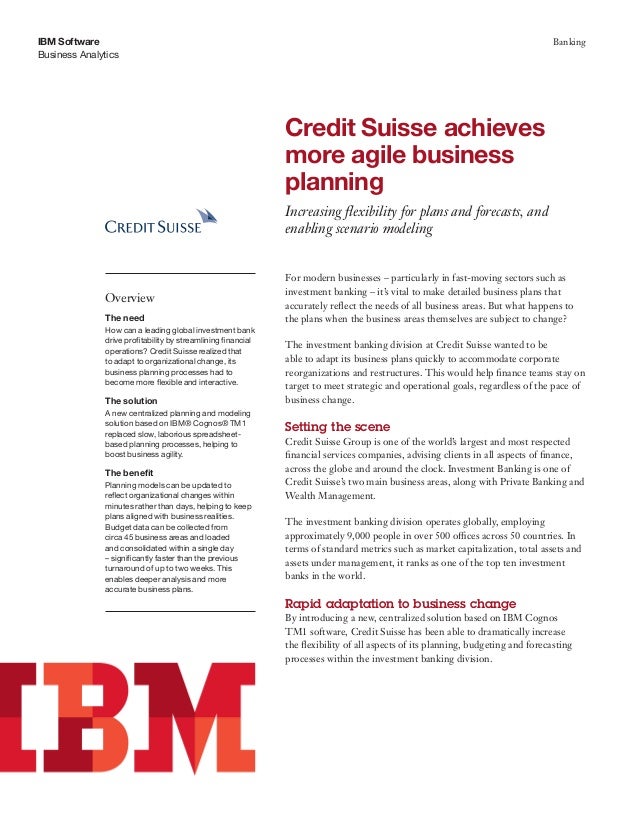 Credit Suisse Case Study Credit Suisse Achieves More Agile Business