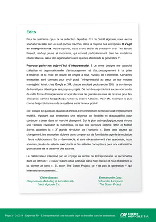 Page 4 - 04/2014 - Expertise RH - L’Intrapreneuriat : une nouvelle façon de travailler dans les entreprises.
The Boson Pro...