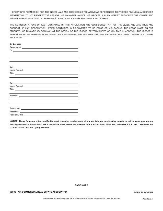 credit and background info air commercial lease form