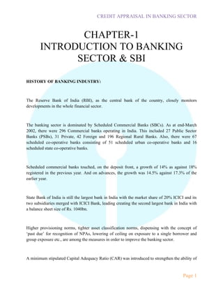 Credit appraisal in banking sector at sbiCREDIT APPRAISAL IN BANKING SECTOR AT SBI