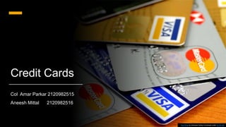 Credit Cards
Col Amar Parkar 2120982515
Aneesh Mittal 2120982516
This Photo by Unknown Author is licensed under CC BY-SA
 