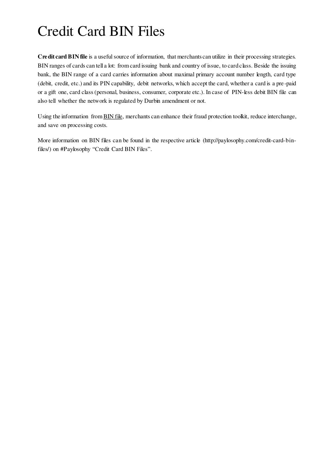 Credit Card BIN Files