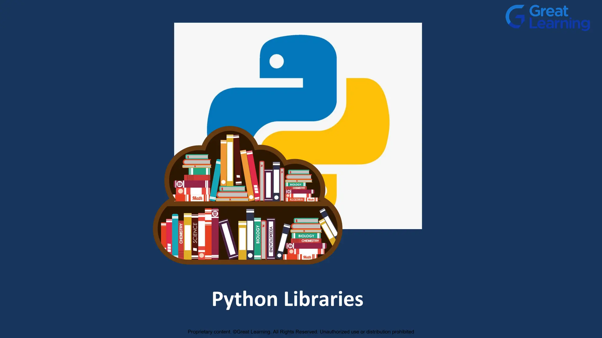 Python Libraries
Proprietary content. ©Great Learning. All Rights Reserved. Unauthorized use or distribution prohibited
 