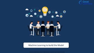 Machine Learning to build the Model
Proprietary content. ©Great Learning. All Rights Reserved. Unauthorized use or distribution prohibited
 