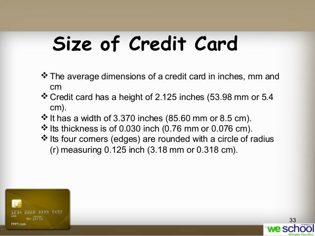 credit cards and stock market operation size of a credit card