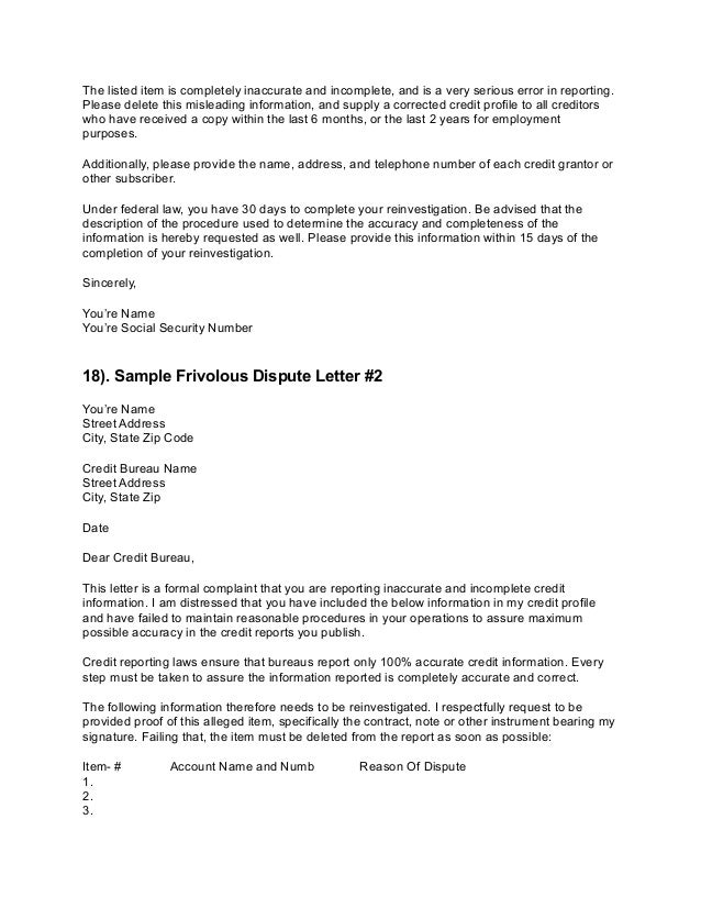 letter of dispute credit dispute letters letter of dispute credit dispute letters