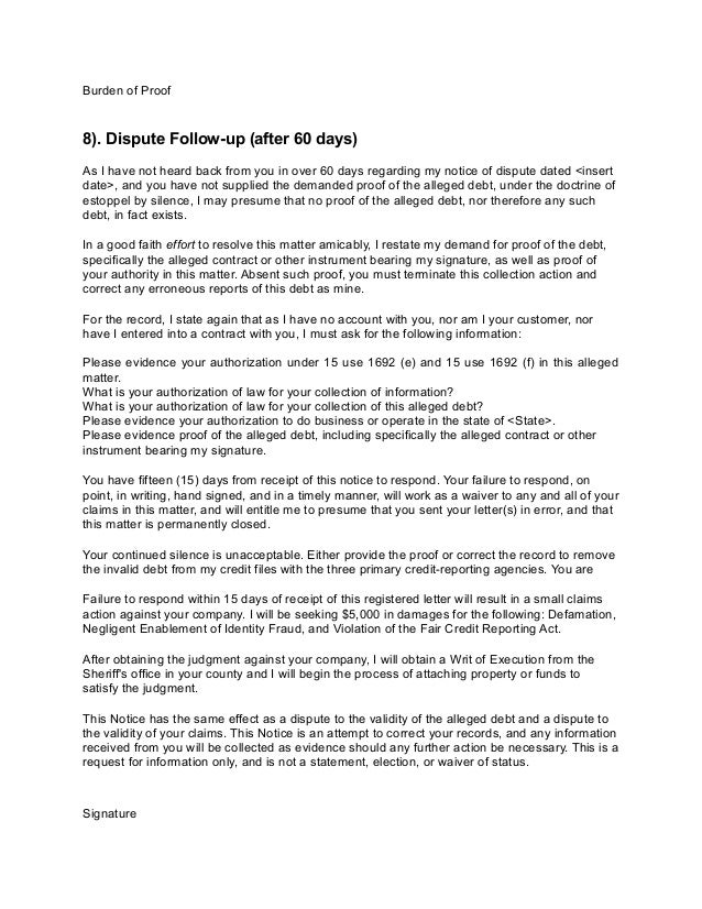 credit dispute letters disputing collection letter