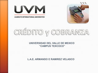 UNIVERSIDAD DEL VALLE DE MEXICO
“CAMPUS TEXCOCO”
L.A.E. ARMANDO E RAMIREZ VELASCO
 