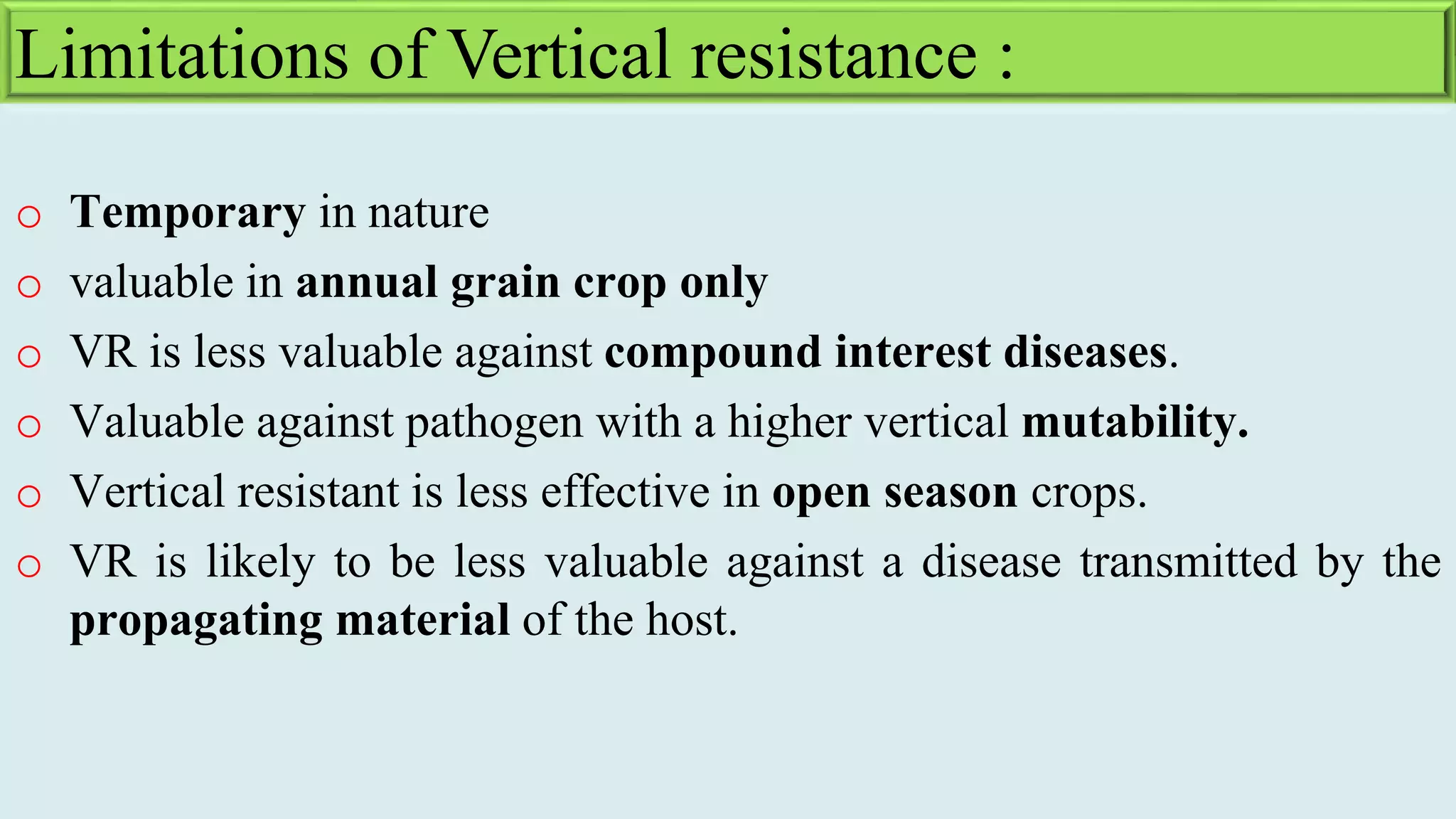 role of horizontal and vertical resistance in plant pathology PPT