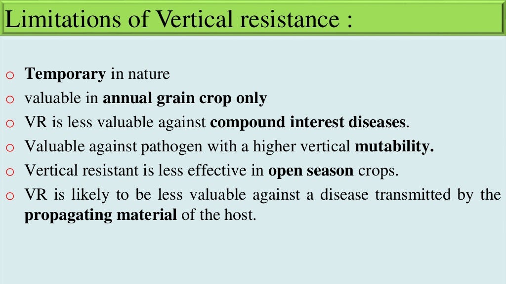 role of horizontal and vertical resistance in plant pathology
