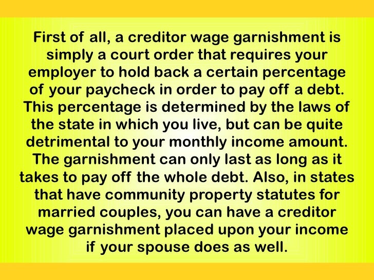 Creditor wage garnishment discover what you need to know