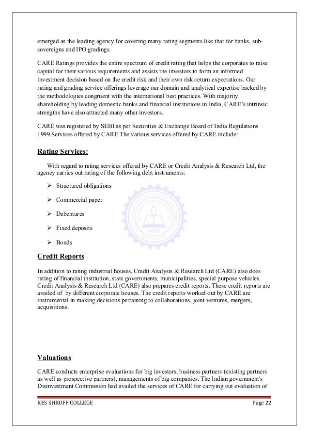 Research paper credit rating agencies india