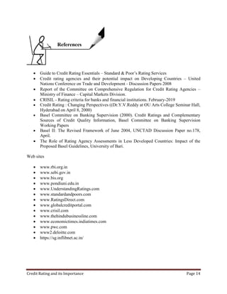 Credit Rating Services Notes.pdf Credit Rating and its Importance | PDF