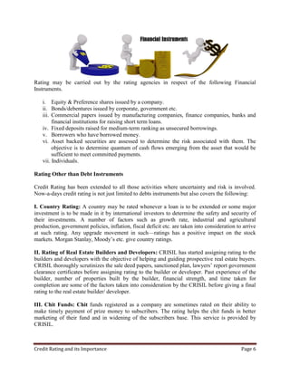Credit Rating Services Notes.pdf Credit Rating and its Importance | PDF