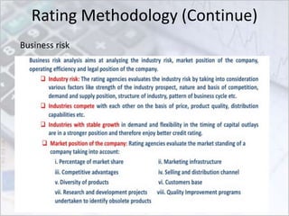Rating Methodology (Continue)
Business risk
 