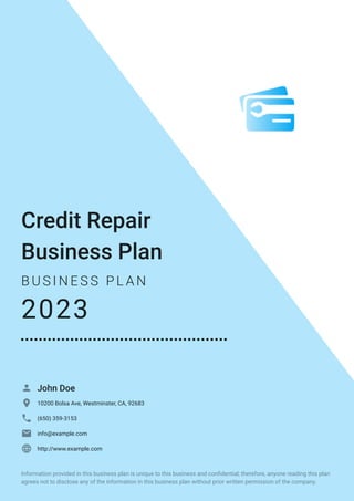 Credit Repair Business Plan Example Upmetrics PDF Credit Repair Business Plan Example Upmetrics PDF