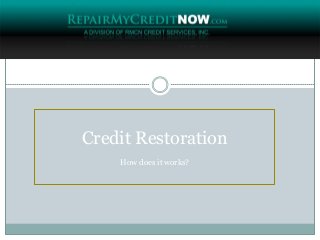 Credit Restoration
How does it works?
 