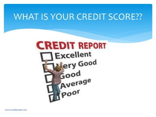 WHAT IS YOUR CREDIT SCORE??
www.excellatrader.com
 