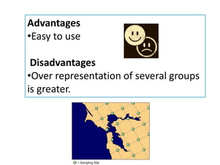 Advantages 
•Easy to use 
Disadvantages 
•Over representation of several groups 
is greater. 
 