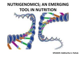 NUTRIGENOMICS; AN EMERGING 
TOOL IN NUTRITION 
SPEAKER: Siddhartha S. Pathak 
 