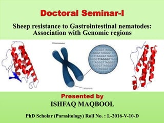 Sheep resistance to Gastrointestinal nematodes:
Association with Genomic regions
Presented by
ISHFAQ MAQBOOL
PhD Scholar (Parasitology) Roll No. : L-2016-V-10-D
 
