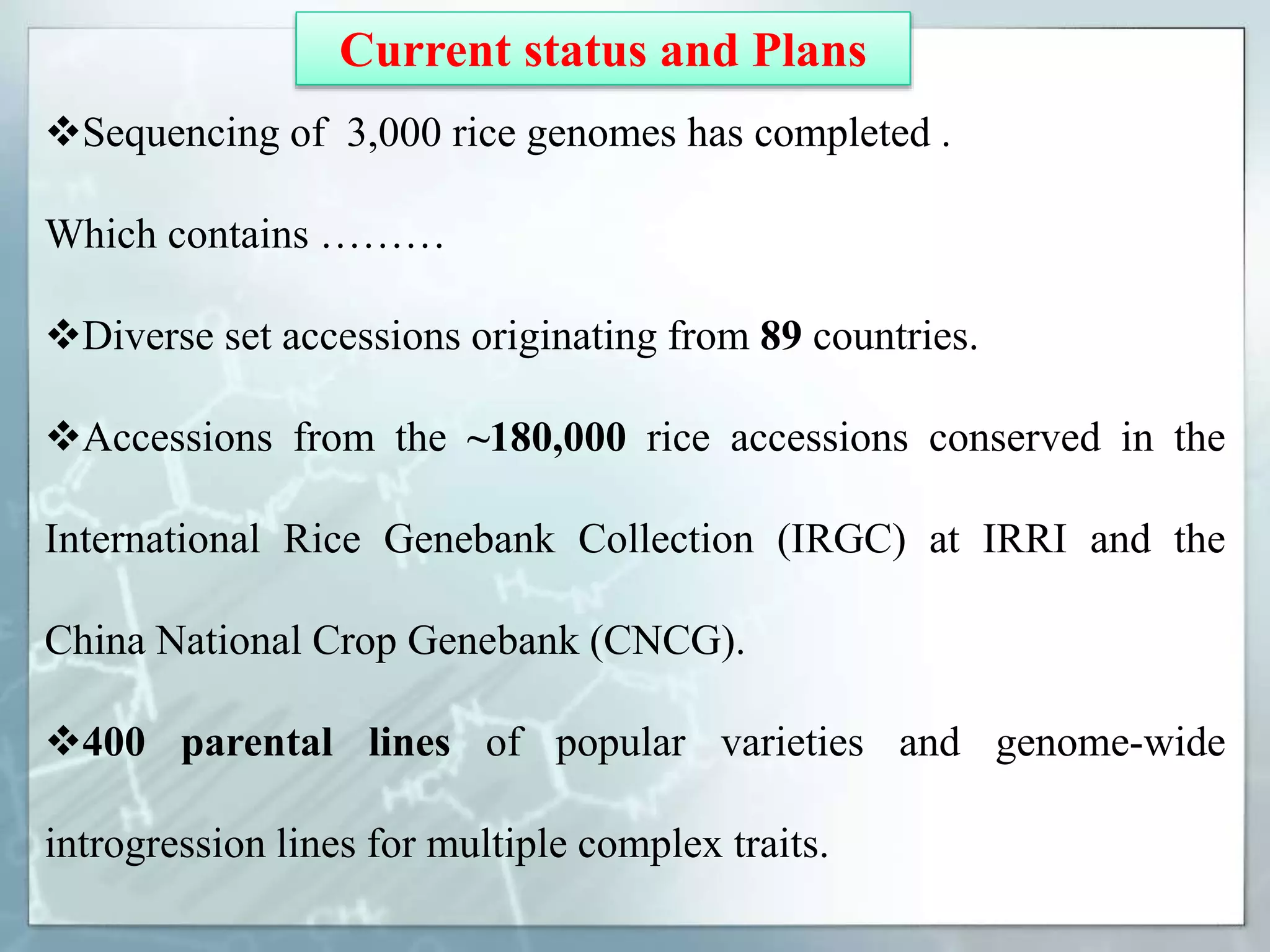 Credit seminar on rice genomics crrected | PPTX