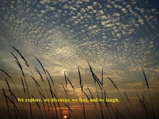 We explore, we discover, we feel, and we laugh.  