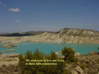 We endeavor to live our lives to their fullest potential.  