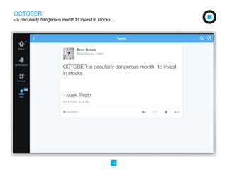 OCTOBER 
- a peculiarly dangerous month to invest in stocks… 
12 
 