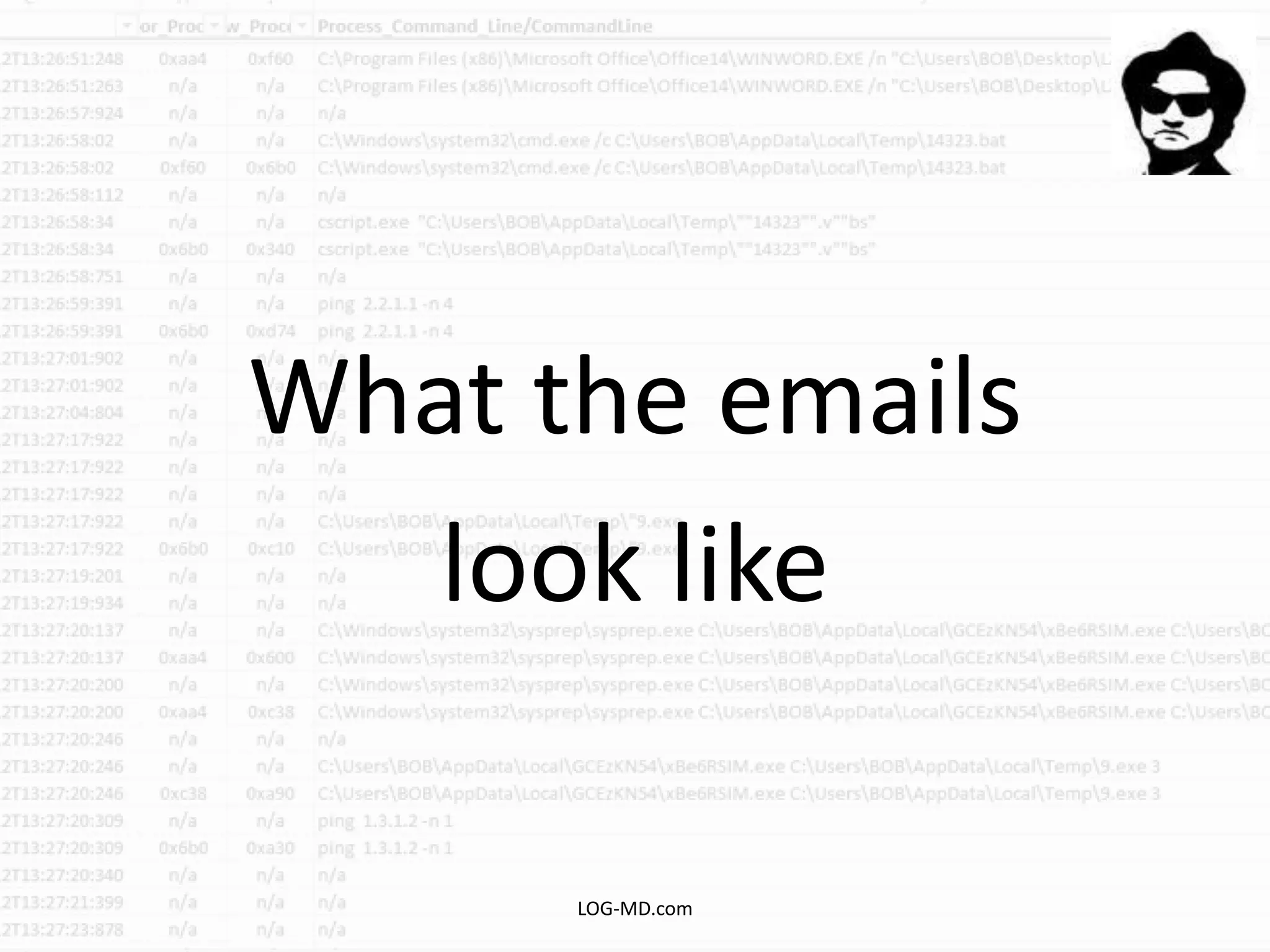 What the emails
look like
LOG-MD.com
 