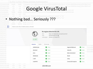 Google VirusTotal
• Nothing bad… Seriously ???
LOG-MD.com
 