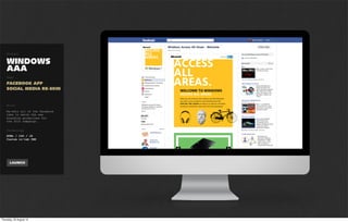 Project

FACEBOOK
COMPETITION
APP BUILDER
Tags

FACEBOOK APP
WHITE LABEL SOLUTION


Brief

A tool that allows our
client to launch Facebook
different types of
competitions on their
Facebook profiles.


Technology
HTML/CSS/JS
Bing maps, Viddler, Youtube API
Custom CMS
Cloud hosting with Pagodabox
 