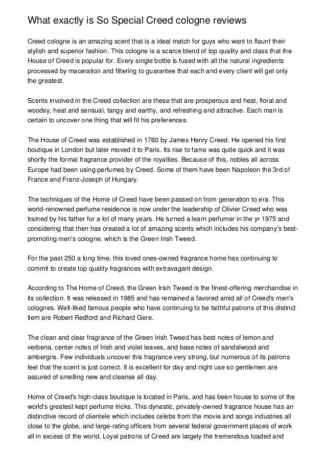 What exactly is So Special Creed cologne reviews