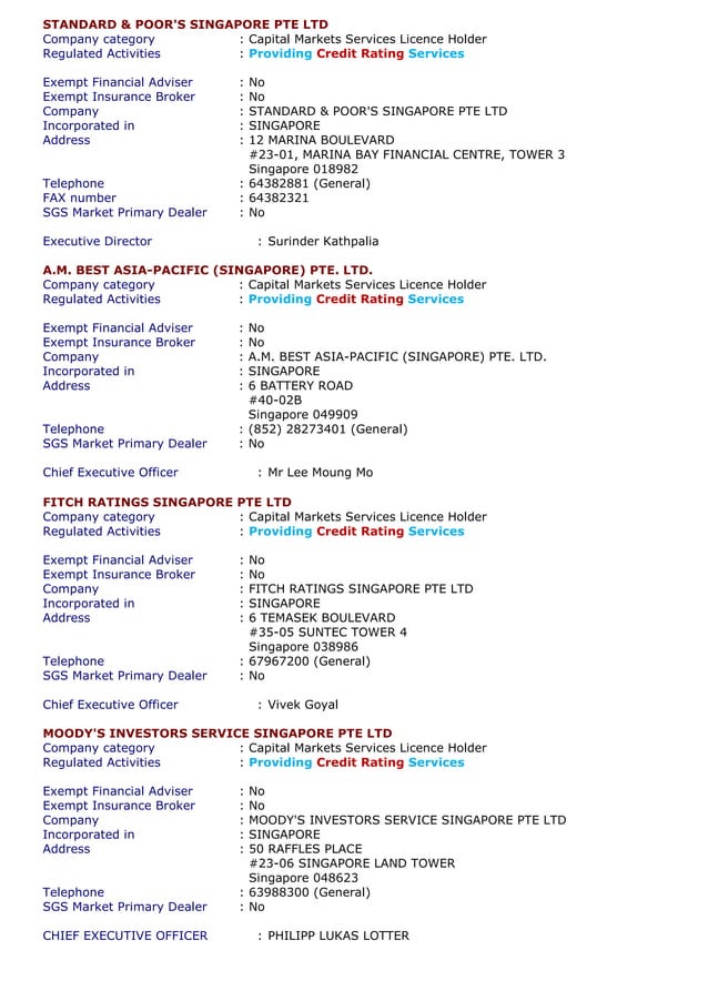 Credit rating companies singapore PDF