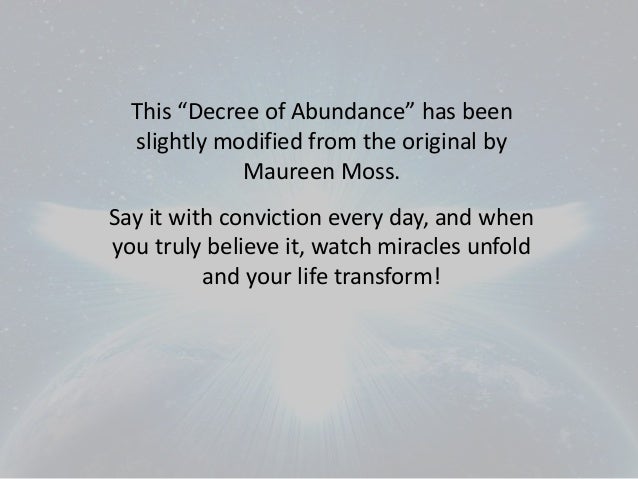 decree wealth of Abundance Wealth Increase To Creed