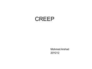 CREEP
Mohmed Arshad
20Y212
 