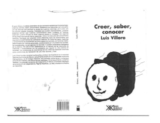 Lectura: Creer saber, conocer (villoro,2009)