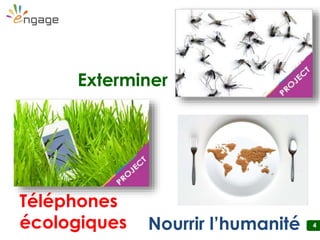 4
Exterminer
Téléphones
écologiques Nourrir l’humanité
 