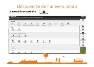 Découverte de l’univers Jimdo
5. Paramétrer votre site5. Paramétrer votre site5. Paramétrer votre site5. Paramétrer votre site
 