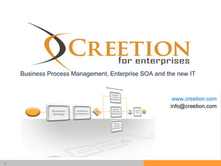 BPM Creetion www.creetion.com [email_address] Business Process Management, Enterprise SOA and the new IT 
